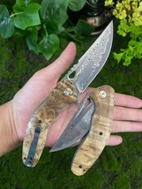 Drop Point Folding Knife Pocket Hunting Survival ballBearing Damascus St... - £63.19 GBP