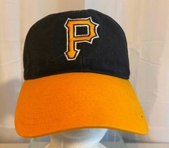 MLB Pittsburgh Pirates Adjustable Strap Back Hat Orange Brim Genuine Merchandise - £15.78 GBP