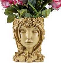 Goddess Face Planter - Resin Flower Pot With Drainage Hole - Head Vase F... - £27.57 GBP