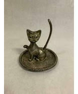 Vintage Silver Plated Jewelry Ring Holder Cat Collectibles - £21.28 GBP