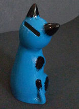 CAT MONEY BANK Coin Piggy Blue Kitten Figurine Ceramic 6" NEW image 2