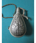 ANTIQUE PEWTER POWDER TASK WITH CHAINS 7&quot; ORIGINAL - £97.31 GBP