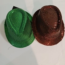 Classic SEQUIN Trilby FEDORA Novelty Costume HAT Brown/Green 2-Piece Col... - €5,33 EUR
