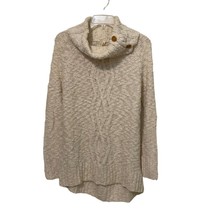 Anthropologie Moth Cream Sweater Womens Small Nubby Boucle Cable Knit Cowl Neck - £21.39 GBP