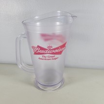 Budweiser Beer Pitcher Plastic 9&quot; Tall x 5.5&quot; Interior Crack Pitcher in Tact - £10.41 GBP