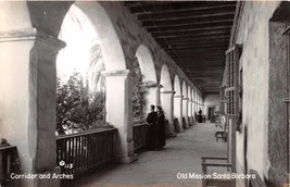 Old Mission Santa Barbara California Corridor &amp; Arches~Real Photo Postcard 1950s - £8.63 GBP