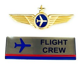 Airlines Pilot Wings Captains Gold Metal Airplane Pin + Flight Crew Badge - $19.68