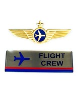 Airlines Pilot Wings Captains Gold Metal Airplane Pin + Flight Crew Badge - £15.48 GBP