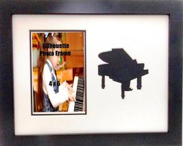 Wall Mount Music Photo Frame 10x13 Black Piano Holds 4x6 Photo Black &amp; White Mat - £24.12 GBP