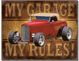 My Garage My Rules Metal Tin Sign Hot Rod Garage Home Shop Bar Wall Decor #1761 - £15.00 GBP