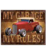 My Garage My Rules Metal Tin Sign Hot Rod Garage Home Shop Bar Wall Deco... - $19.97