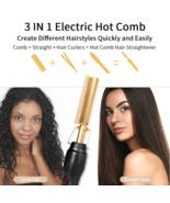 Pro Hair Straightener Hot Comb Heated Straightening Styling Coarse Elect... - £22.07 GBP