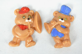 2 Vintage 80s Googly Eye Bear Musician Horn Players Magnets - £8.26 GBP