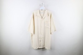 Tommy Bahama Mens Size 1XB Silk Short Sleeve Loop Collar Button Shirt Cream - £39.41 GBP