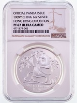 1989Y Chine 1 ML Argent Panda pour Hong Kong Exposition NGC Pf 67 Ultra Camée - £772.68 GBP