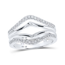 14k White Gold Womens Round Diamond Wrap Enhancer Wedding Band 1/3 Cttw - £893.17 GBP