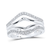 14k White Gold Womens Round Diamond Wrap Enhancer Wedding Band 1/3 Cttw - £887.07 GBP