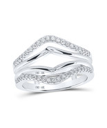 14k White Gold Womens Round Diamond Wrap Enhancer Wedding Band 1/3 Cttw - £879.95 GBP