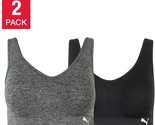 PUMA 2 PACK Ladies&#39; Size XL Performance Seamless Sports Bra, Grey - Black  - £12.64 GBP