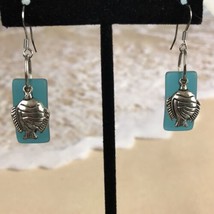 Sea Beach Glass Blue Dangle Earrings Fish Hand Made Surgical Steel Ear wire - £12.57 GBP