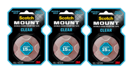 Scotch Mount Clear Double Sided Mounting Tape, 1 in x 60 in, 3 Roll - £15.14 GBP