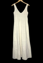 Vintage S. Howard Hirsch Maxi Dress S Cream Sleeveless Tiered 1970s Boho Linen - £36.69 GBP