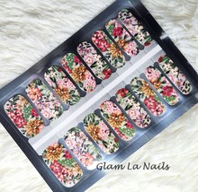 Flowers Nail Wraps/ Nail Strips/ Nail Stickers/ full nail wrap/ stick on nails/  - £2.97 GBP