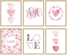 Whaline 6Pcs Valentine&#39;S Day Wall Art Prints Pink Heart Love, 8 X 10 Inches. - $29.98