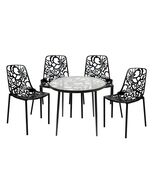 LeisureMod Black 5-Piece Aluminum Outdoor Dining Set with Tempered Glass... - $1,484.91 CAD