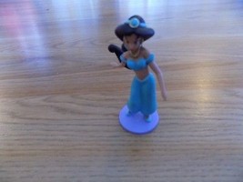 Disney Aladdin Princess Jasmine PVC Figure Toy Cake Topper 3.5&quot; Aqua Outfit EUC - £7.07 GBP