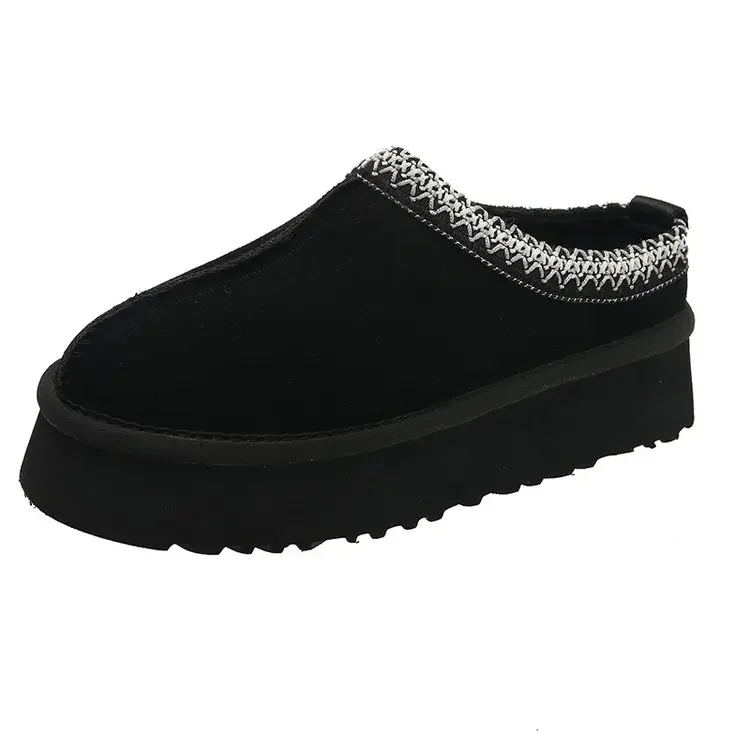 Women Shoes Suede Flats Platform Warm Causal Slippers New Autumn Winter Snow Boo - £32.13 GBP