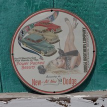 Vintage 1953 Dodge Brothers Automobile Company Porcelain Gas &amp; Oil Pump Sign - £100.22 GBP