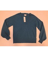 NWT The Drop Balloon Sleeve V Neck Sweater Blue Sapphire Size XS SOFT  - $12.00
