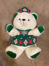 Vintage Kmart Christmas Teddy Bear Girl Plaid Dress Stuffed Animal Plush Vtg 90s - £18.43 GBP