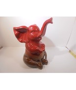 APROPOS Home Collection Elephant 10&quot; Red Glased Trunk UP - $23.96