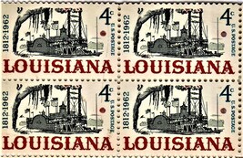 U S Stamp - Plate Block of 4 stamps. 4 cent - Louisiana Statehood 1812-1962 - $2.75