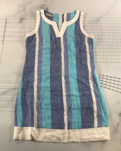 Sartoria Saracena Kleid Damen Groß Blaugrün Blau Weiß Streifen Ärmellos ... - $54.43
