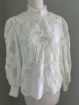 English Factory White Cotton Lace High Neck Balloon sleev  Victorian Sty... - $20.79