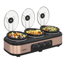 Triple Slow Cookers, 3X1.5 Qt Food Warmer Adjustable-Temp Server,Buffet ... - $152.99