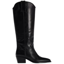 ZARA BNWT 2024. BLACK LEATHER COWBOY BOOTS POINTED TOE. 2056/410 - $186.22