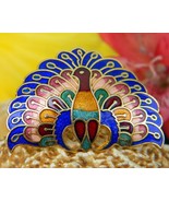 Peacock Bird Enamel Cloisonne Scarf Clip Ring Slide Colorful Figural - $13.95