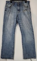 America Eagle Jeans Mens 34 X 32 Blue Denim Distressed Ripped Bootcut Pants - $19.79
