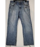 America Eagle Jeans Mens 34 X 32 Blue Denim Distressed Ripped Bootcut Pants - £15.57 GBP