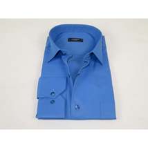 Men's Shirt By CASILA Turkey Cotton Blend Long Sleeves 502000-05 Solid Blue image 3