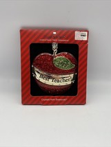 Harvey Lewis Best Teacher 2017 Apple Christmas Ornament with Swarovski Crystals - £7.46 GBP