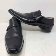 Stacy Adams Mens Beau Moc Toe Black Leather Loafer Sz 13 M Slip On Gunmetal Bit - $59.39