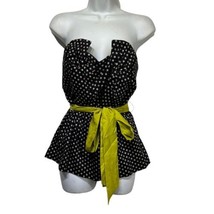 Anthropologie Odille Winged Victory Black Polka Dot Belted Bustier Top S... - $24.75