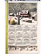 Vtg Kay Dee Folk Art 1982 Farmhouse Horses Calendar Dish Tea Towel Winte... - $15.00