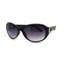 Womens Oval Round Sunglasses Horse Shoe Rhinestone Embellished - £7.95 GBP