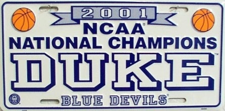 Duke University Blue Devils 2001 NCAA Basketball Champions Metal License Plate - $12.11